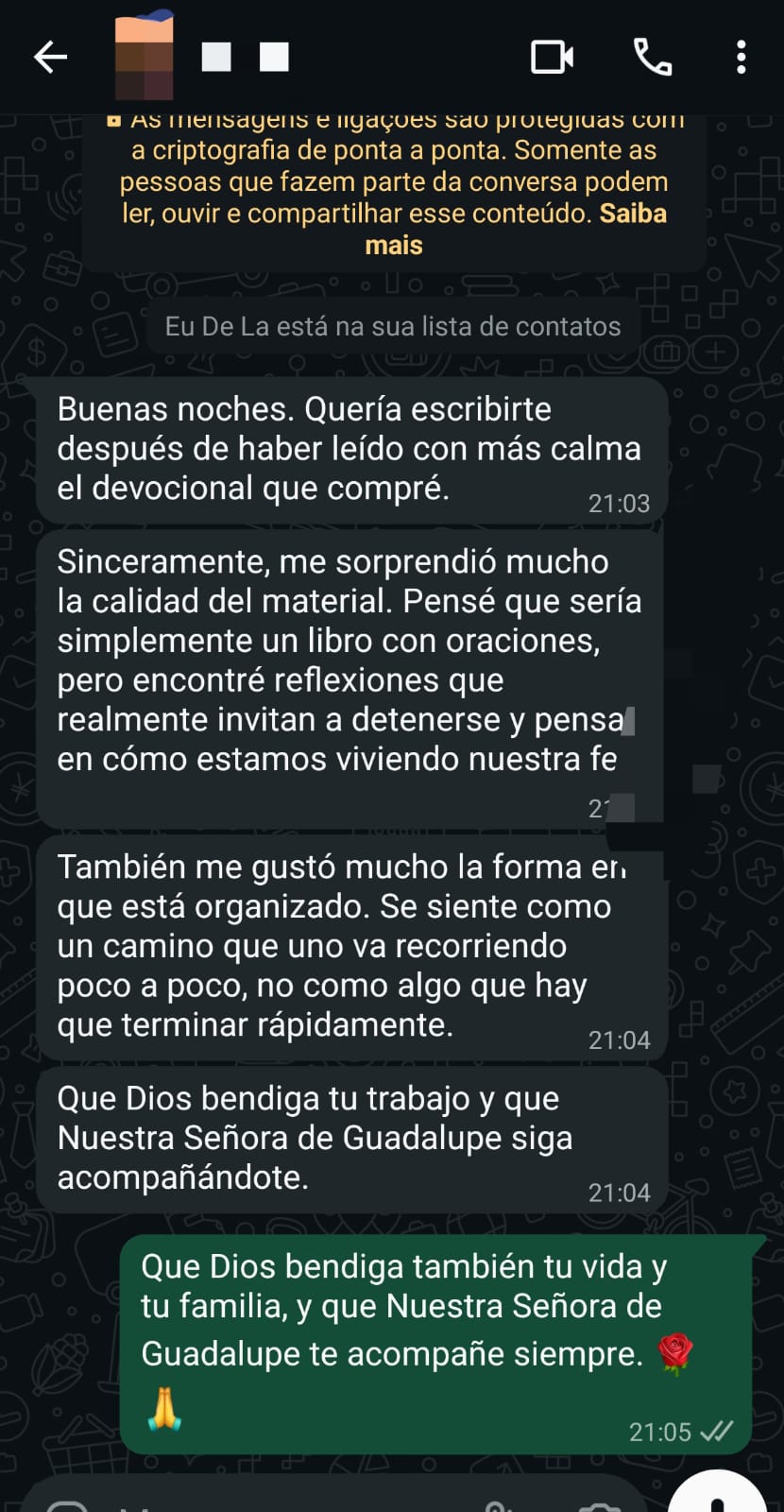 Mensaje recibido de una lectora