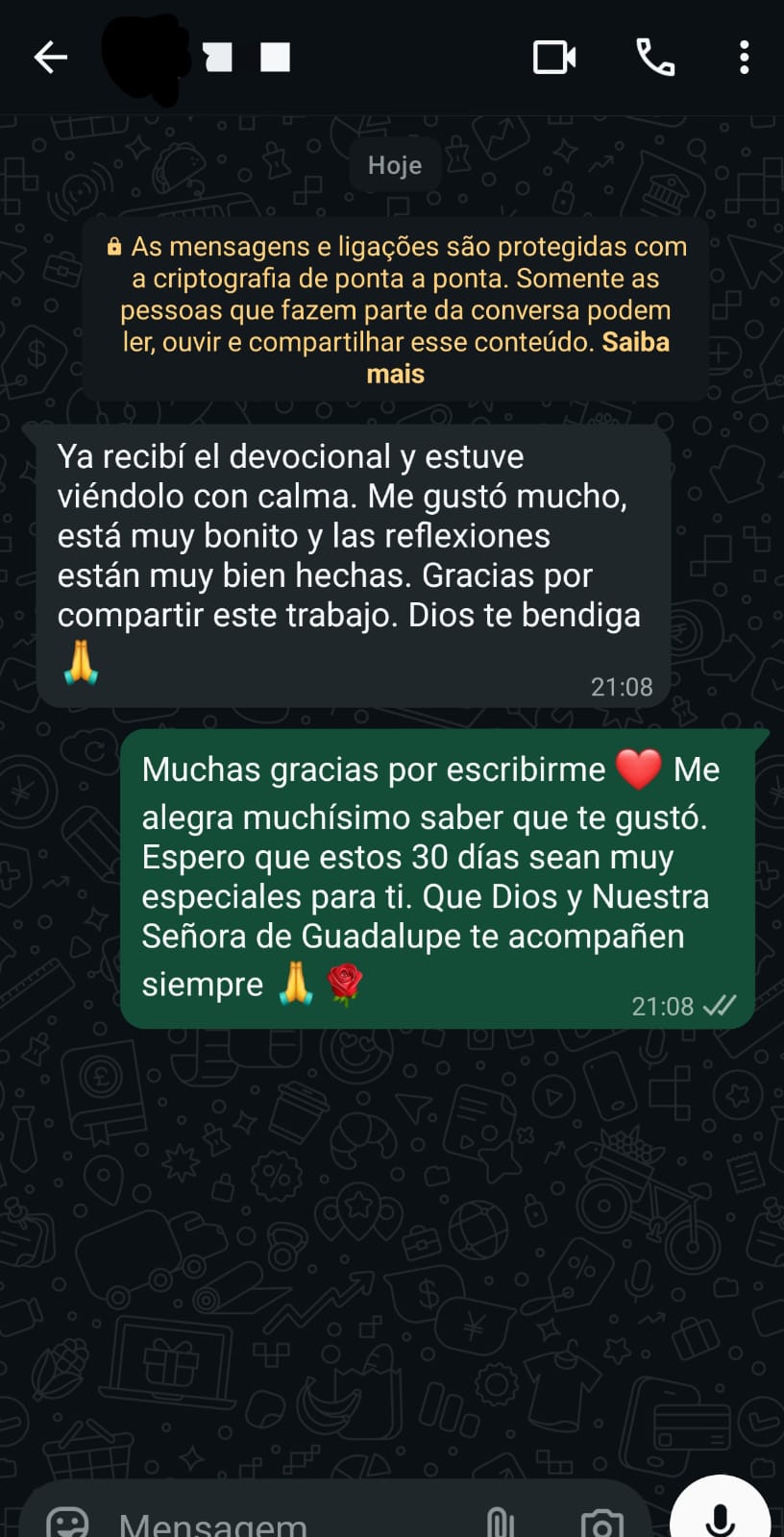Mensaje recibido de una lectora